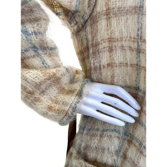 1960s Gino Rossi Mohair LIghtweight Plaid Long Cardigan Robe Jacket‎ Coat JS - Picture 6 of 12